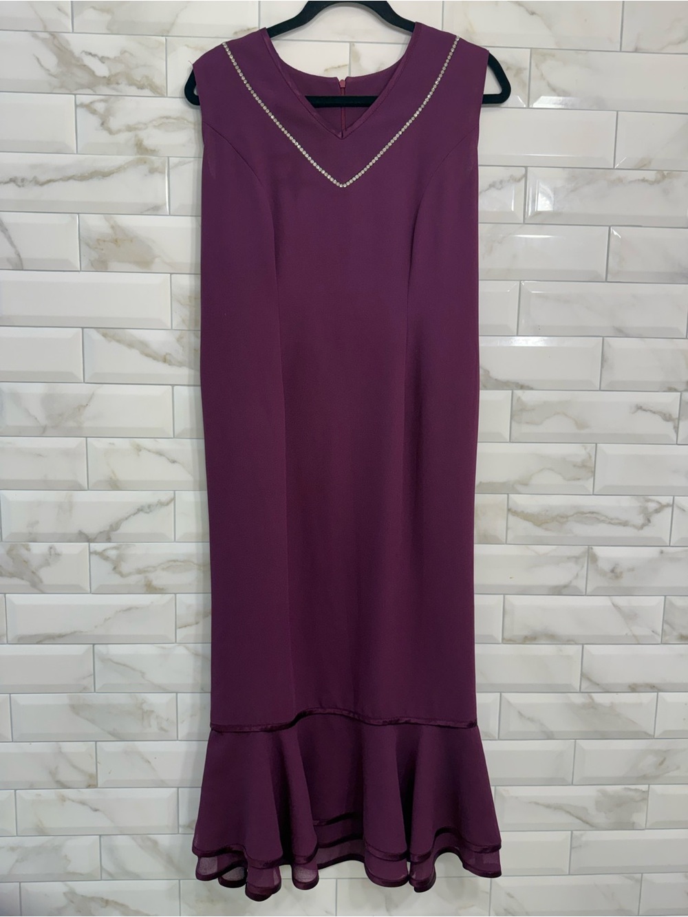 Sleeveless Purple Maxi Dress with Imbedded Diamonds